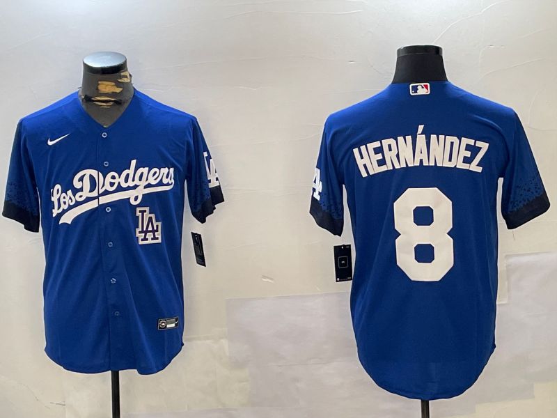 Men Los Angeles Dodgers 8 Hernandez Blue Game 2024 Nike MLB Jersey style 11217